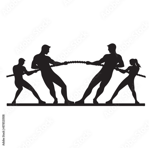 tug of war silhouette vector illustration