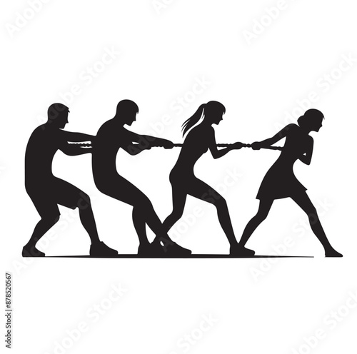tug of war silhouette vector illustration
