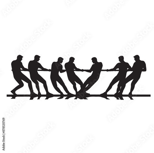 tug of war silhouette vector illustration