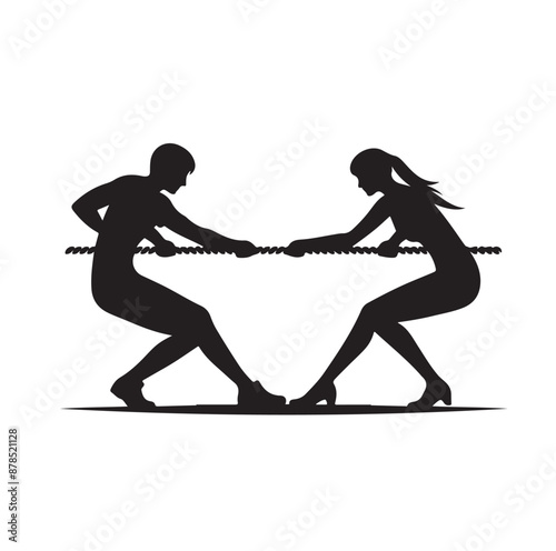 tug of war silhouette vector illustration