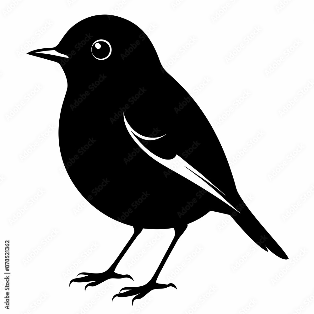 Fototapeta premium Robin black silhouette