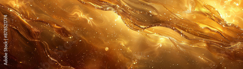Abstract Golden Waves in Motion on a Dark Background photo