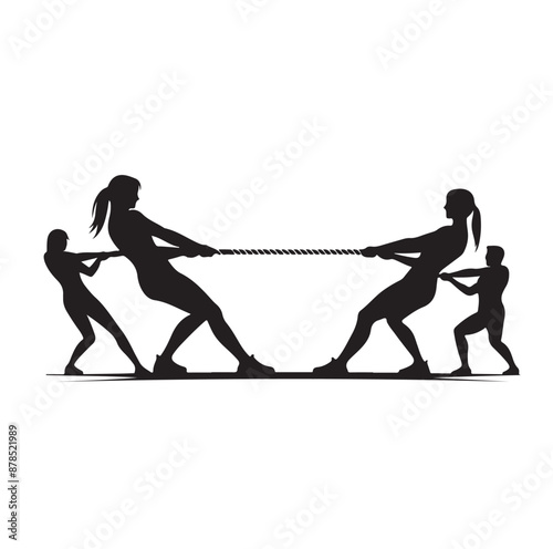 tug of war silhouette vector illustration