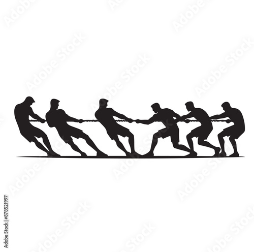 tug of war silhouette vector illustration