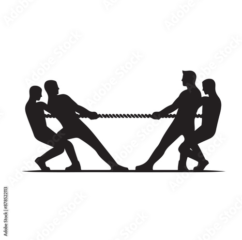 tug of war silhouette vector illustration