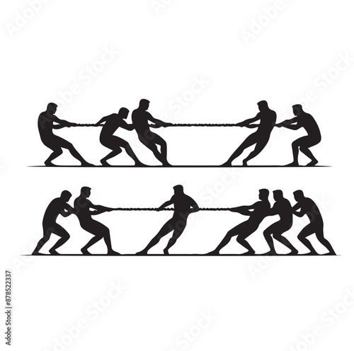 tug of war silhouette vector illustration