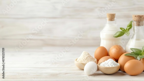 Over-the-Shoulder Angle, a series of gourmet food items displayed against a simple wooden backdrop, emphasizing their quality and gourmet appeal, with copy space on the right for f photo