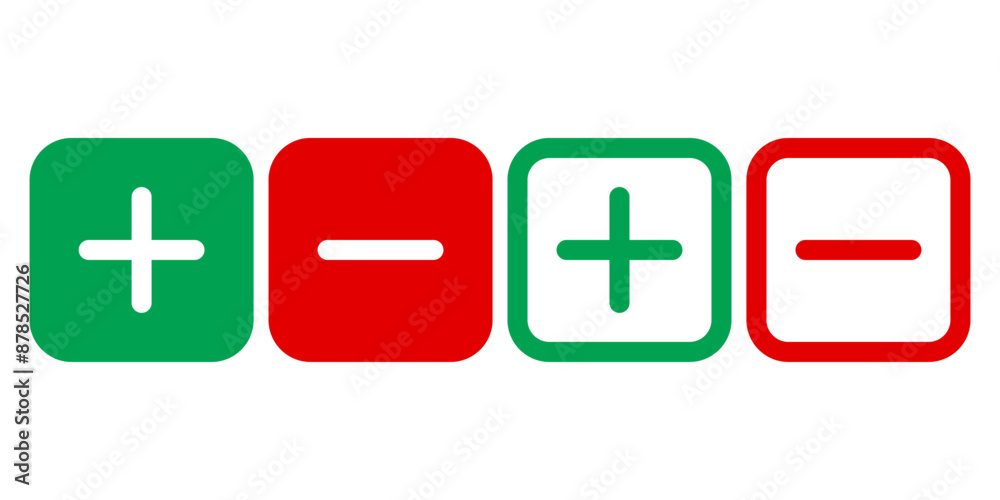 Obraz premium Plus icon, minus icon, vector plus, vector minus