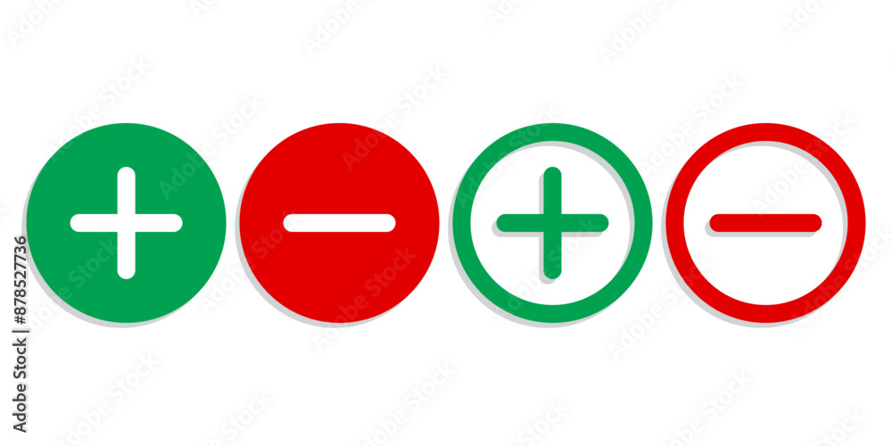 Obraz premium Plus icon, minus icon, vector plus, vector minus
