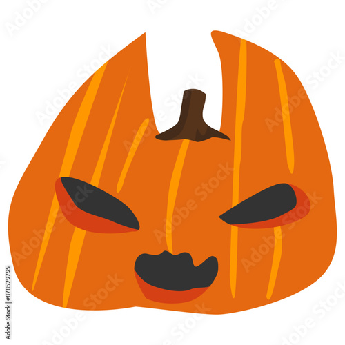 Cute a bunny pumpkin head in Halloween day. Happy halloween greeting card with monster pumpkin rabbit. Holidays cartoon character. 