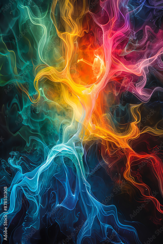 An ethereal digital painting of vibrant, swirling energy. Generative ai. An ethereal digital painting of vibrant, swirling energy. Generative ai.