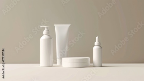 Mockup of beauty bottle lotion product with Set of