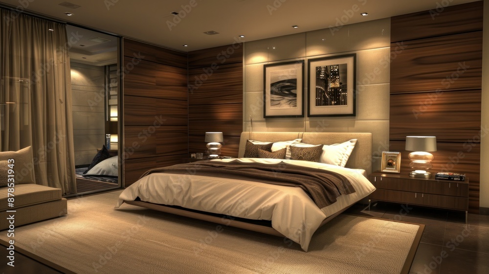 Modern bedroom interior design with king size bed Modern bedroom interior design with king size bed