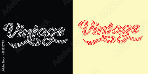 Принти на полотні Rhinestone font vector Design