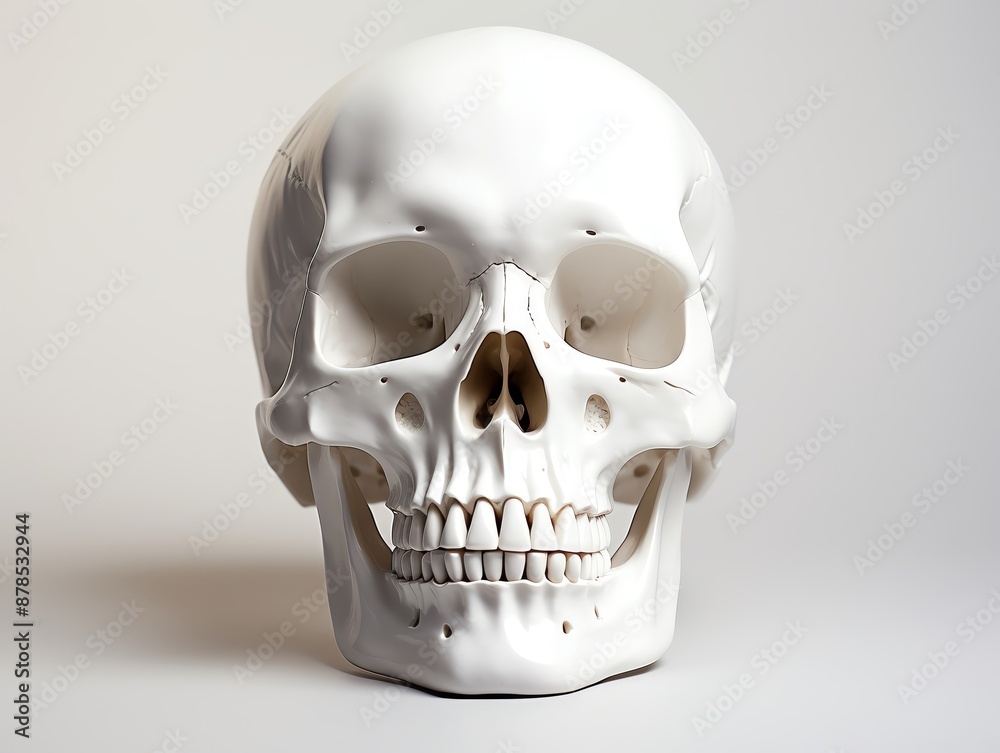 Plastic skull model on solid white background, single object Plastic skull model on solid white background, single object