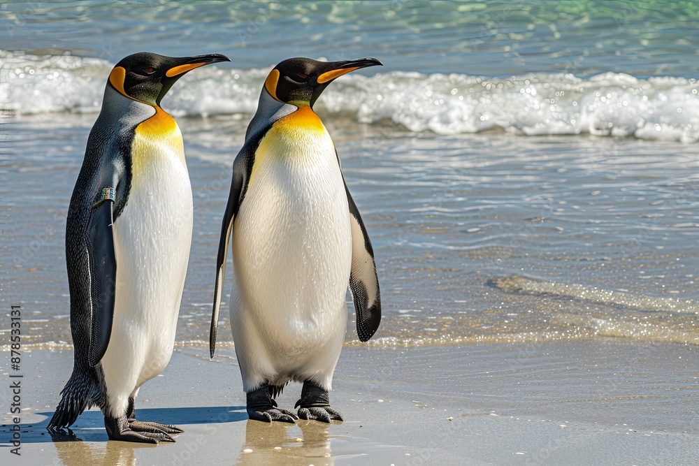 Fototapeta premium Two King Penguins on a Beach.