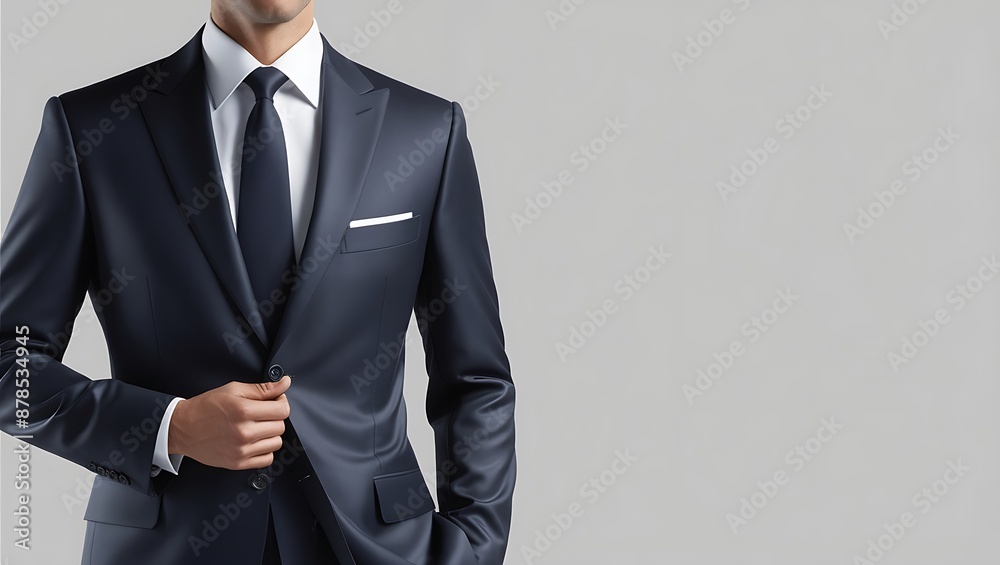 Businessman in formal suit showing middle body with a sleek modern design and plain neutral background
Businessman in formal suit showing middle body with a sleek modern design and plain neutral background