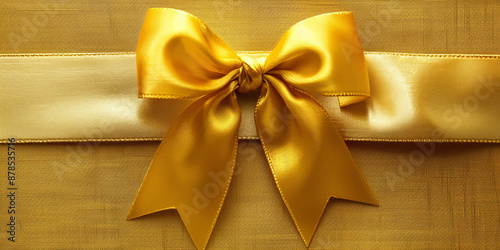 Elegant Gold Ribbon Tied on a Gift Box photo