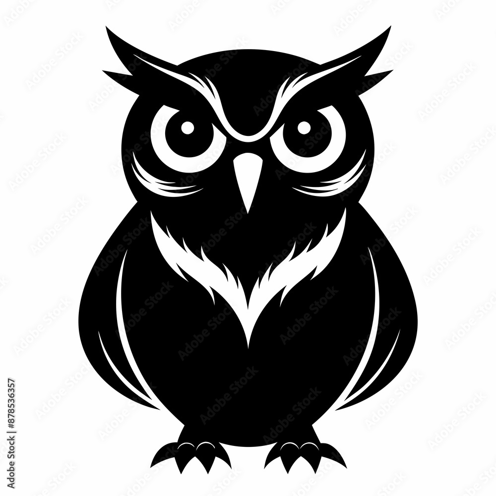 Fototapeta premium Owl black silhouette