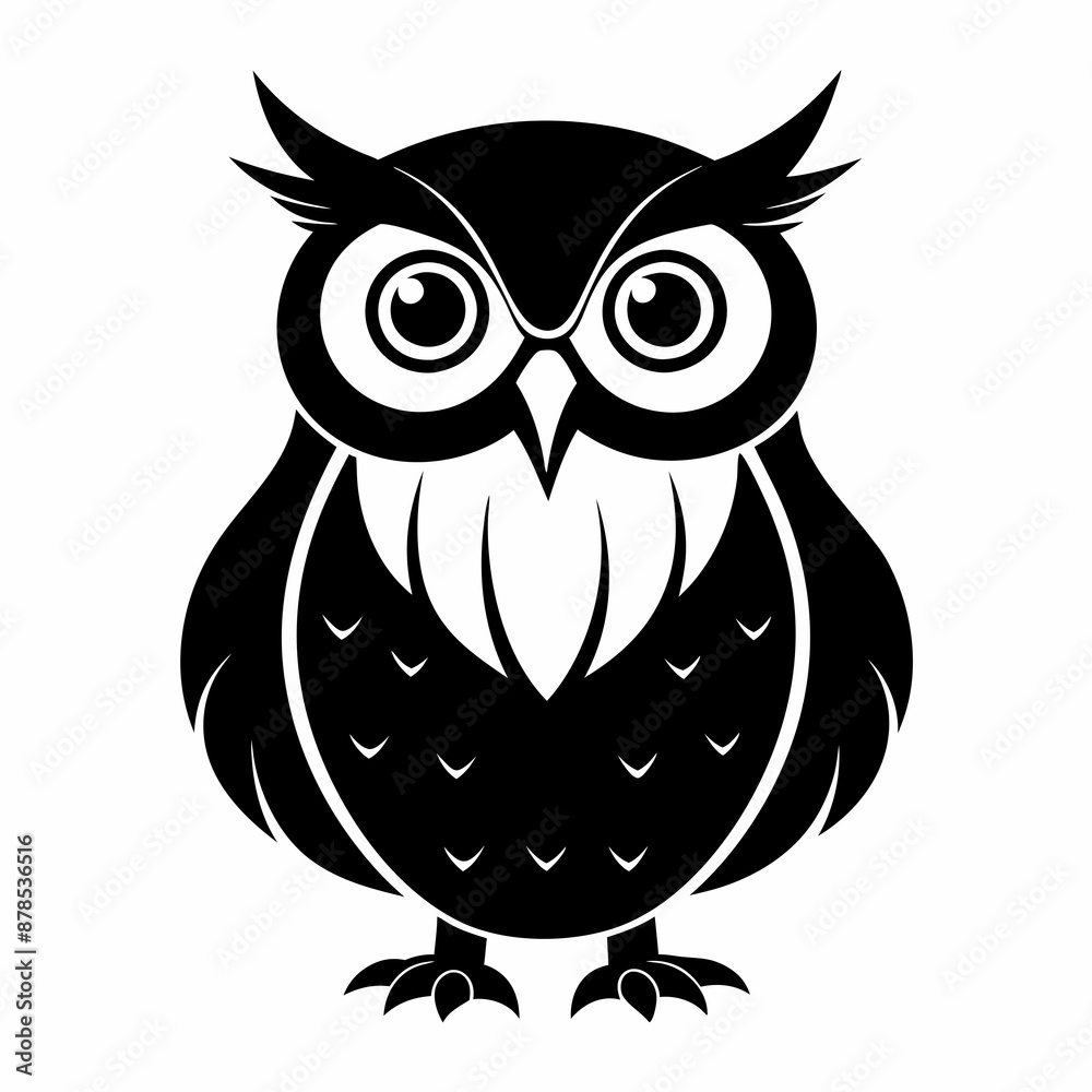 Fototapeta premium Owl black silhouette