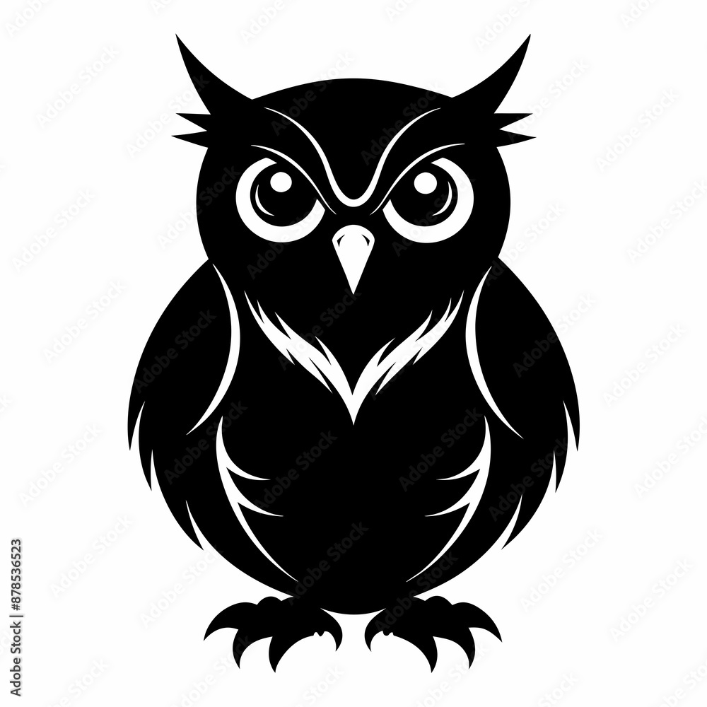Fototapeta premium Owl black silhouette