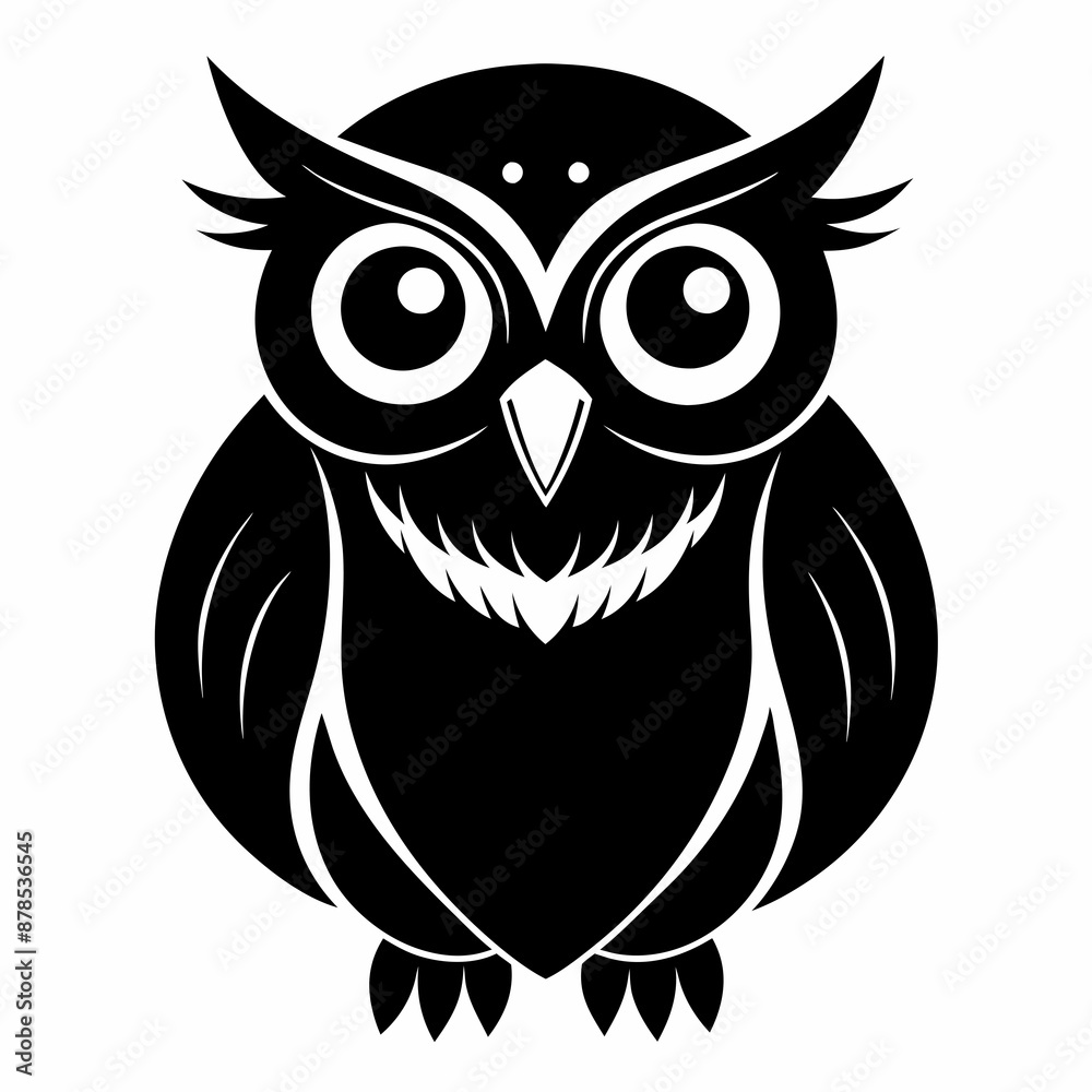 Fototapeta premium Owl black silhouette