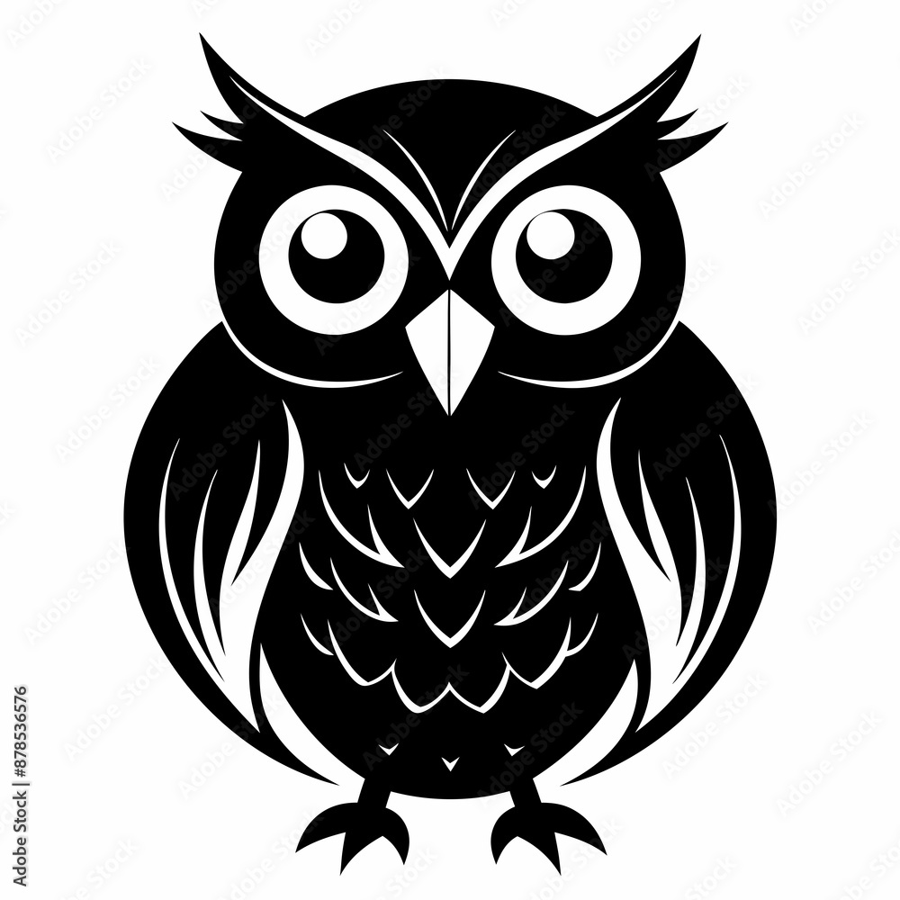 Fototapeta premium Owl black silhouette