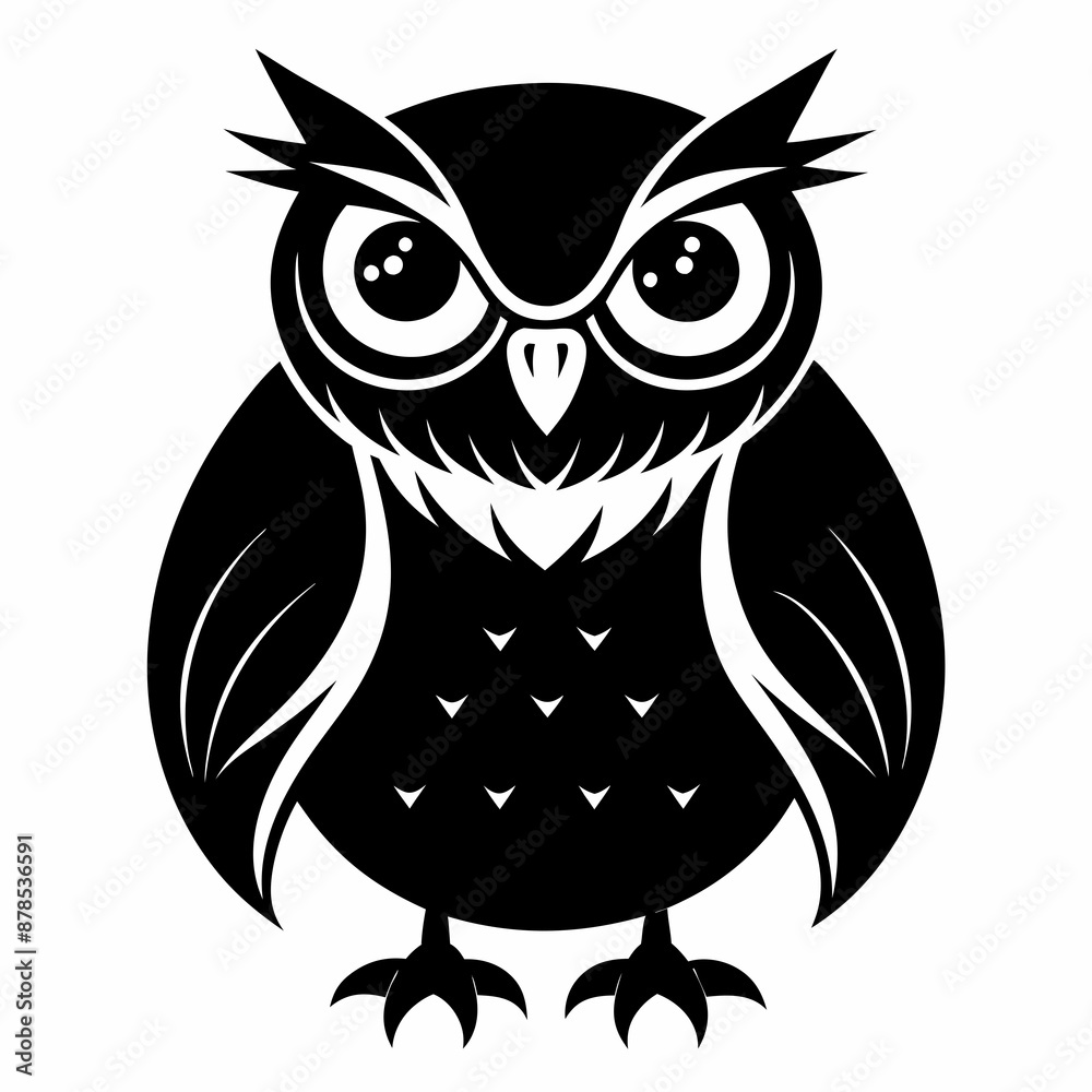 Fototapeta premium Owl black silhouette