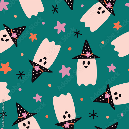 Ghost Seamless Pattern Halloween Ghosts Background Spooky Pattern