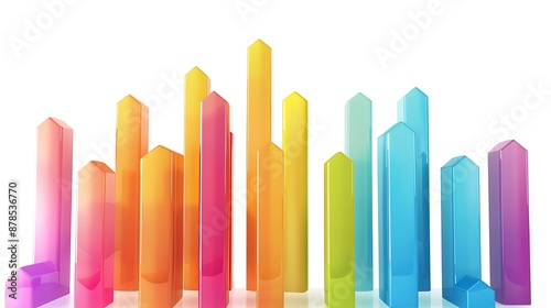 Vibrant marketing graph with colorful bars isolated on a white background. Full ultra HD, 32k, high resolution