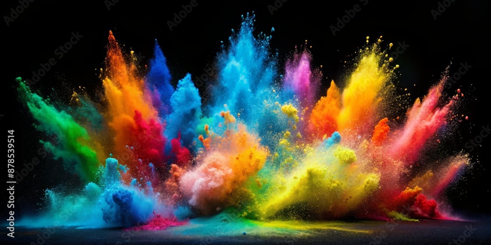 A Colorful Explosion of Powder, Black Background, Multiple Colors, Abstract Art, Explosion, Colorful, Powder, Background, Abstract, Art A Colorful Explosion of Powder, Black Background, Multiple Colors, Abstract Art, Explosion, Colorful, Powder, Background, Abstract, Art