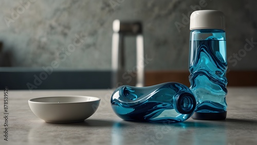 A futuristic water bottle set inspired by ocean waves ai_generated