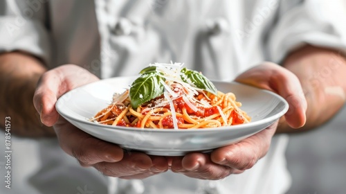 pasta with parmesan tomato sauce and basil,