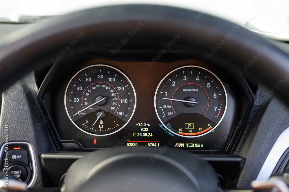 Car Dashboard Instrument Panel with Speedo and RPM Gauge Car Dashboard Instrument Panel with Speedo and RPM Gauge