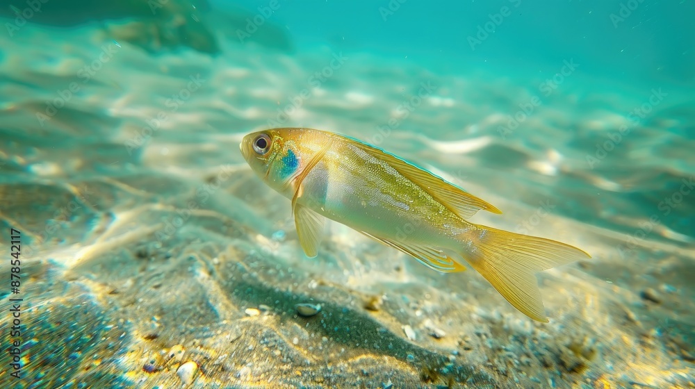 Study of fish within the field of zoology Single fish in Aegean Sea over a sandy seabed Selectively focused underwater image in Bodrum Mugla Turkey Europe Study of fish within the field of zoology Single fish in Aegean Sea over a sandy seabed Selectively focused underwater image in Bodrum Mugla Turkey Europe