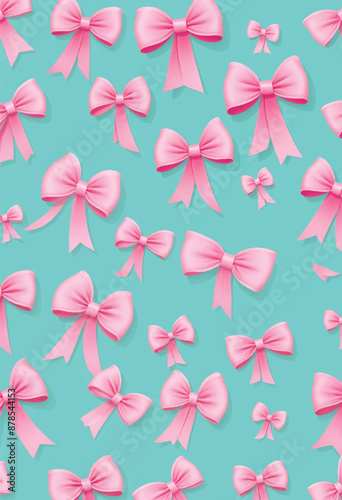 pink bows pattern on a blue background