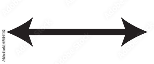 Horizontal dual thin long straight double ended arrow. Long straight arrow icons pointing left and right.