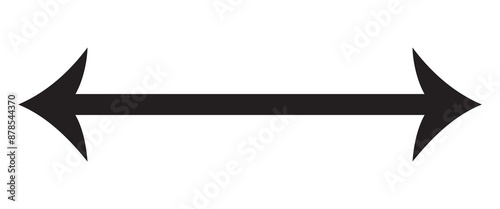 Dual semi circle  arrow. Vector illustration. Semicircular long double ended arrow. Long arrow vector icon. Black horizontal double arrow. Vector 10 Eps. Black simple symbol on white for measuring.