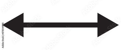 Horizontal straight long arrow icon. Black cursor long arrow sign symbol pointing right and left. Solid arrow.