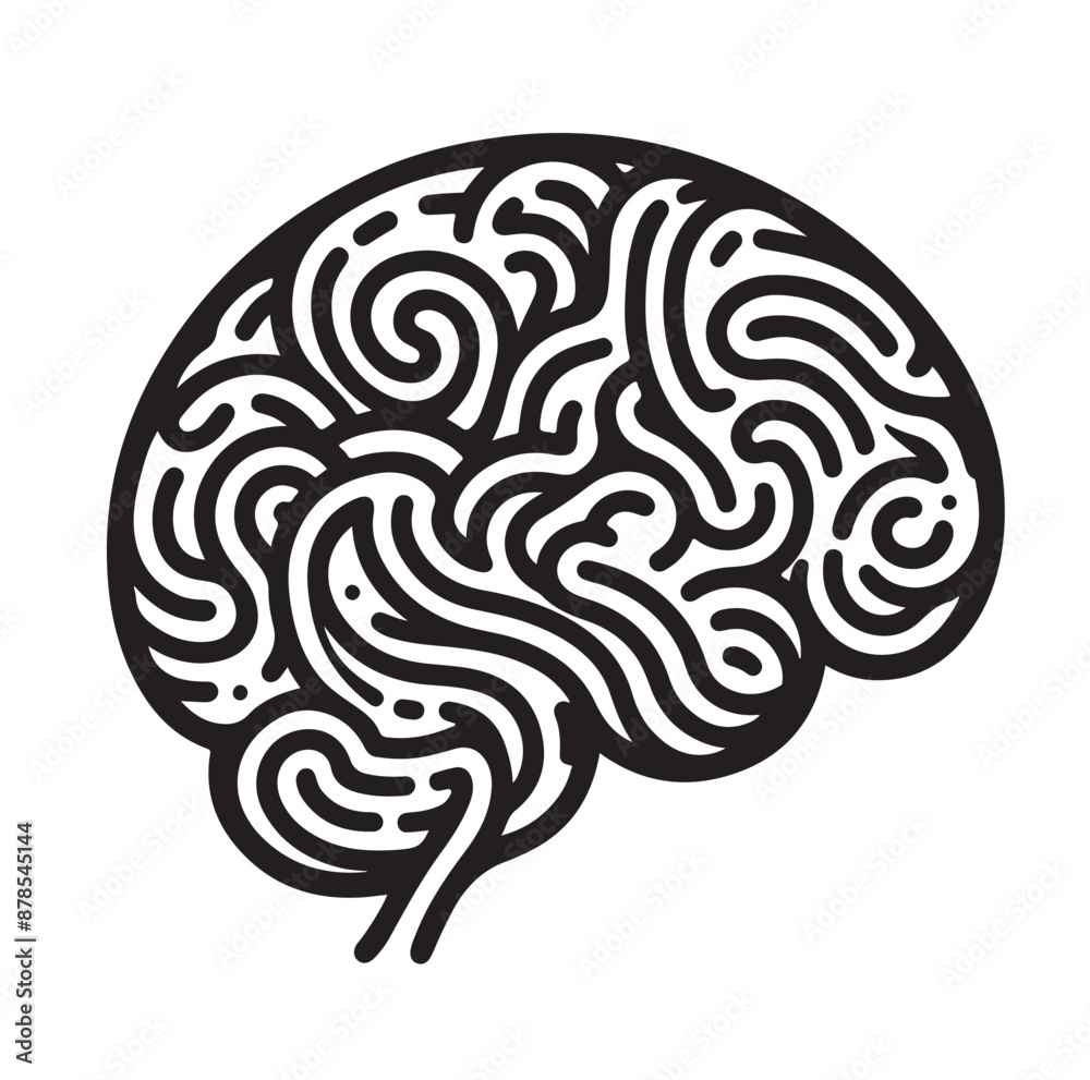 Human Brain line art silhouettes illustration Human Brain line art silhouettes illustration
