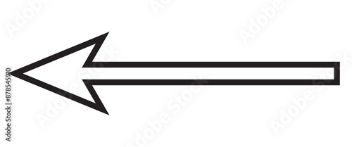 Straight long arrow outline. Direction symbol. simple illustration.