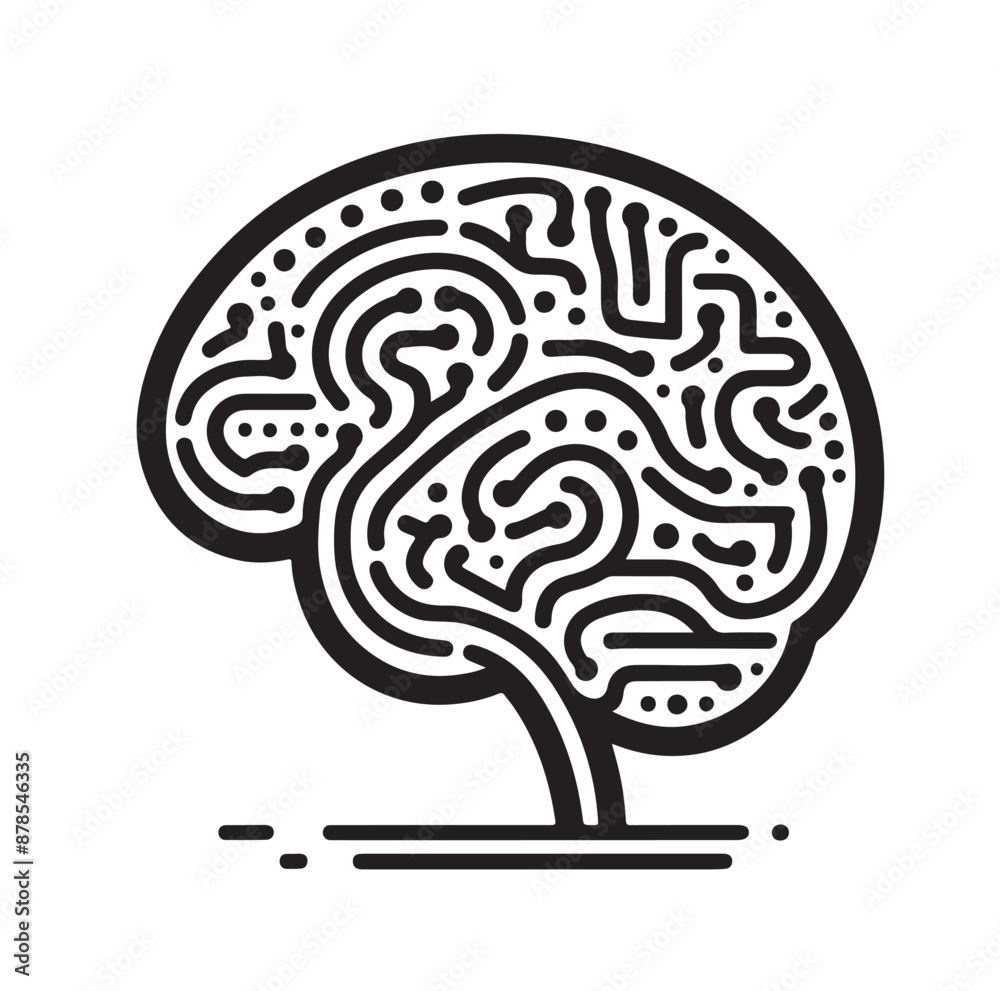 Human Brain line art silhouettes illustration Human Brain line art silhouettes illustration