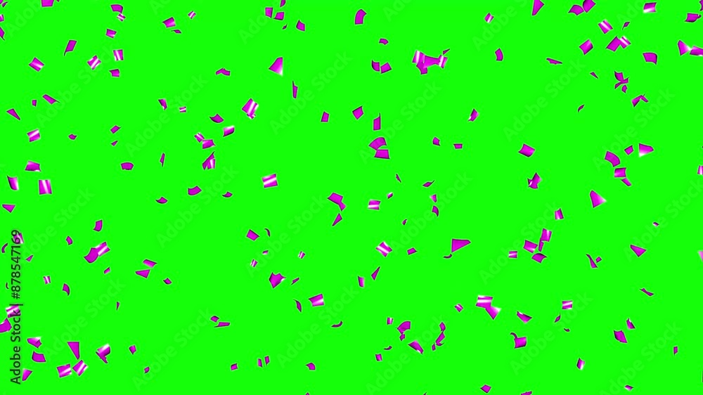 Loop Purple confetti falling over Green Screen