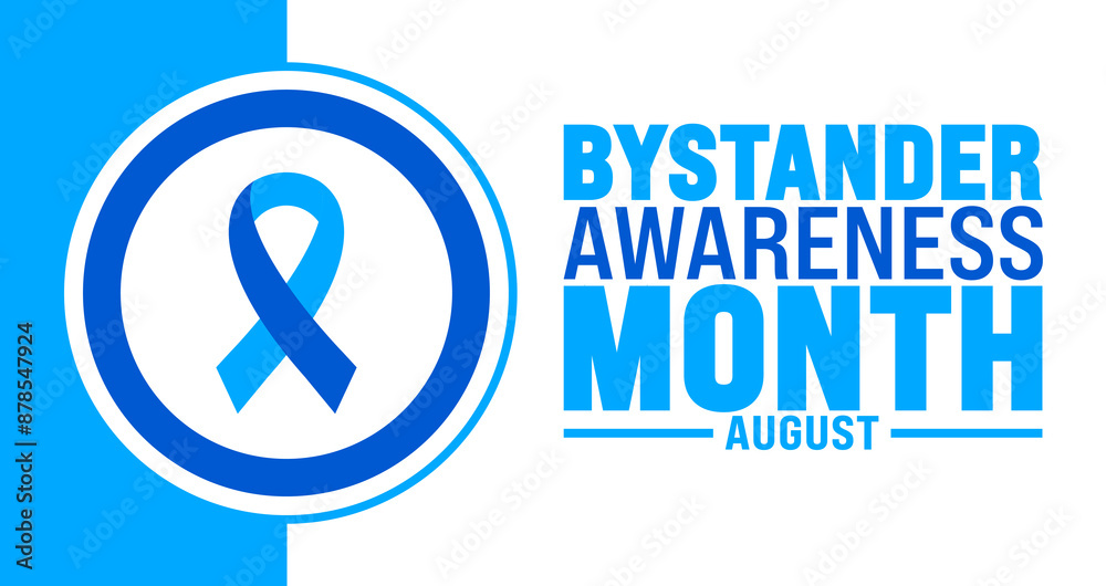 Bystander Awareness Month is observed every year in August. Holiday concept. Template for background, banner, card, poster, placard, design template with unique shapes with standard color. Bystander Awareness Month is observed every year in August. Holiday concept. Template for background, banner, card, poster, placard, design template with unique shapes with standard color.