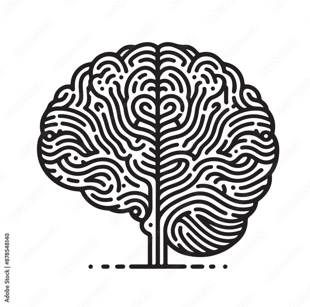 Human Brain line art silhouettes illustration 