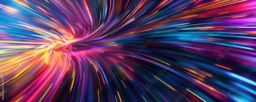 Fast-moving abstract patterns with vibrant colors and blurred motion, depicting swift acceleration and high velocity Fast-moving abstract patterns with vibrant colors and blurred motion, depicting swift acceleration and high velocity
