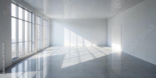 Minimalist White Room with Window Light, 3D Rendering, Empty Room, White Interior, Modern Design, Minimalism, Interior Design, Architectural Visualization, Empty Space