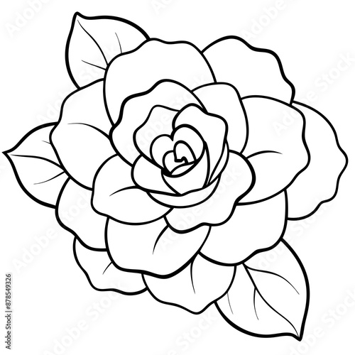 Line art of camellia flower