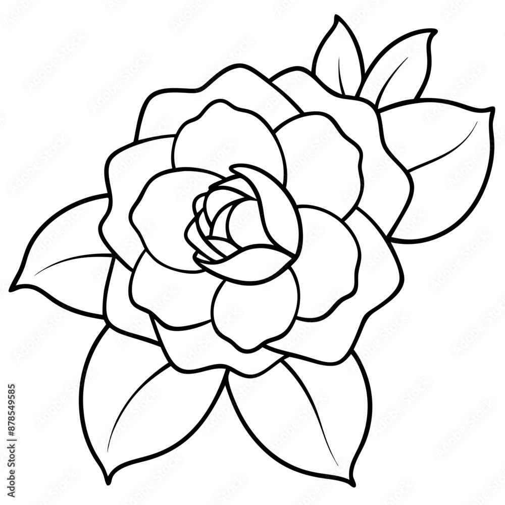 Line art of camellia flower Line art of camellia flower