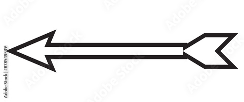 Next arrow vector icon, Black cursor vector sign pointing left. long arrow isolated on white background.